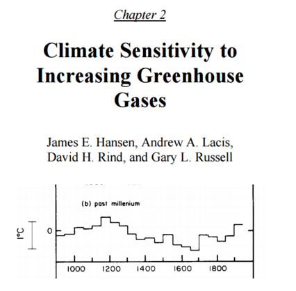 Джеймс Хансен, один из самых известных климатологов, поддерживающих теорию глобального потепления в результате человеческой деятельности в 1981 году, четко различал средневековое потепление и небольшой ледниковый период:
